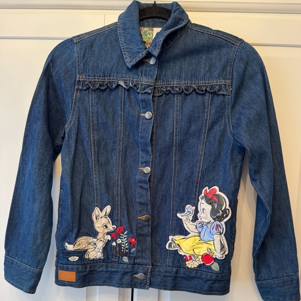 Disney Blue Jean Jacket with Snow White and Animal Design Sz 9/10 child